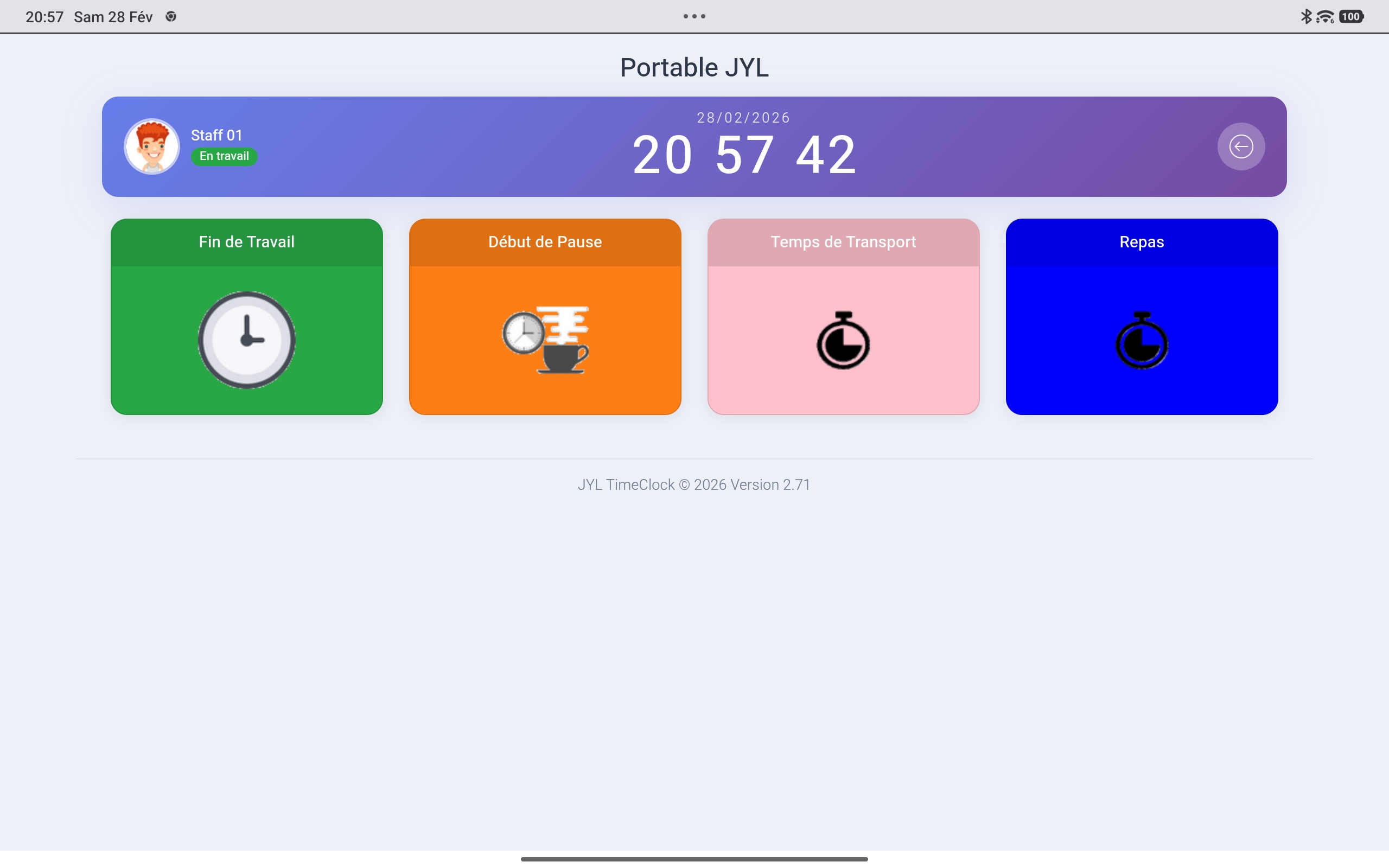 JYL TimeClock Connect — rapport de présences
