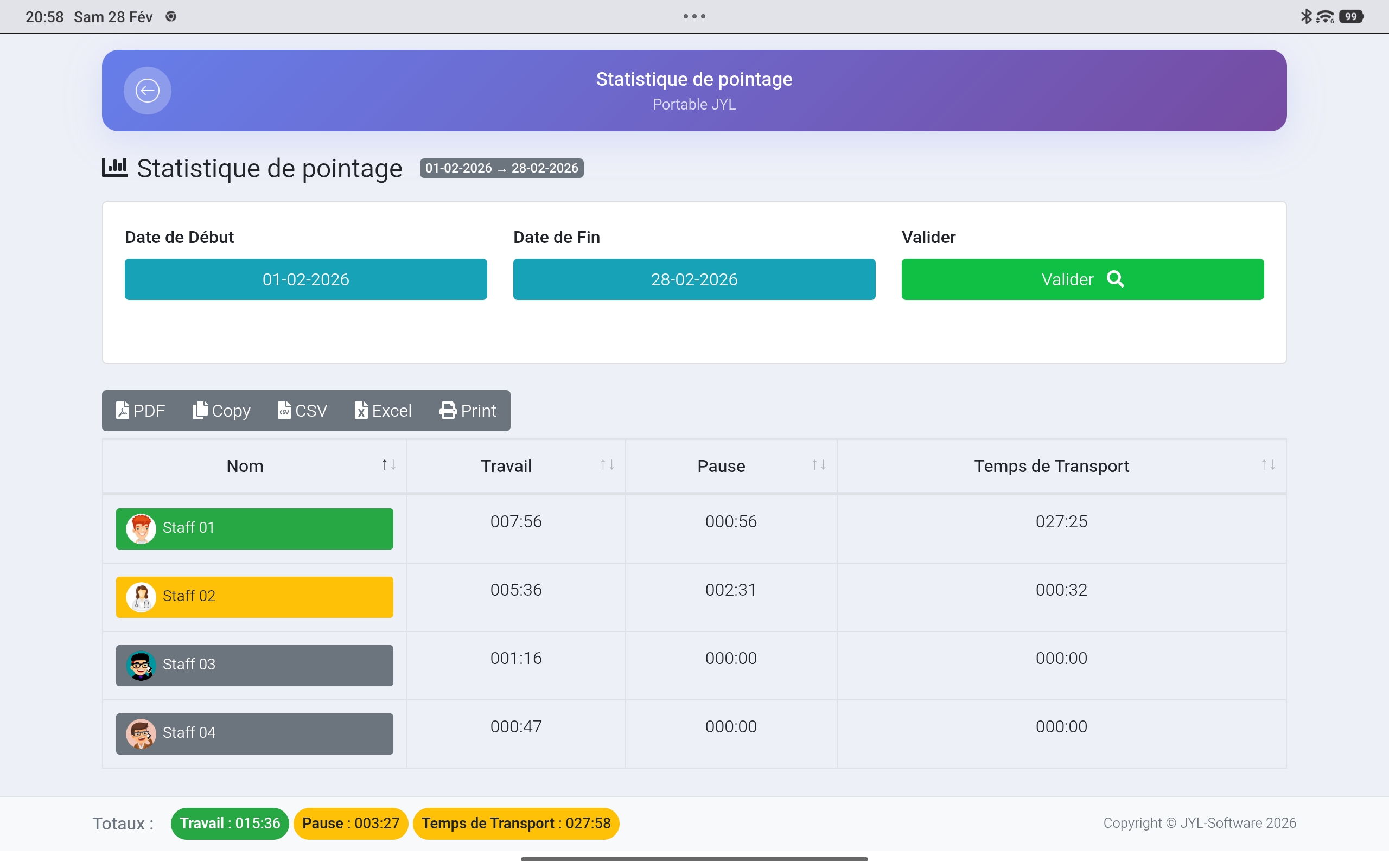 JYL TimeClock Connect — gestion utilisateurs