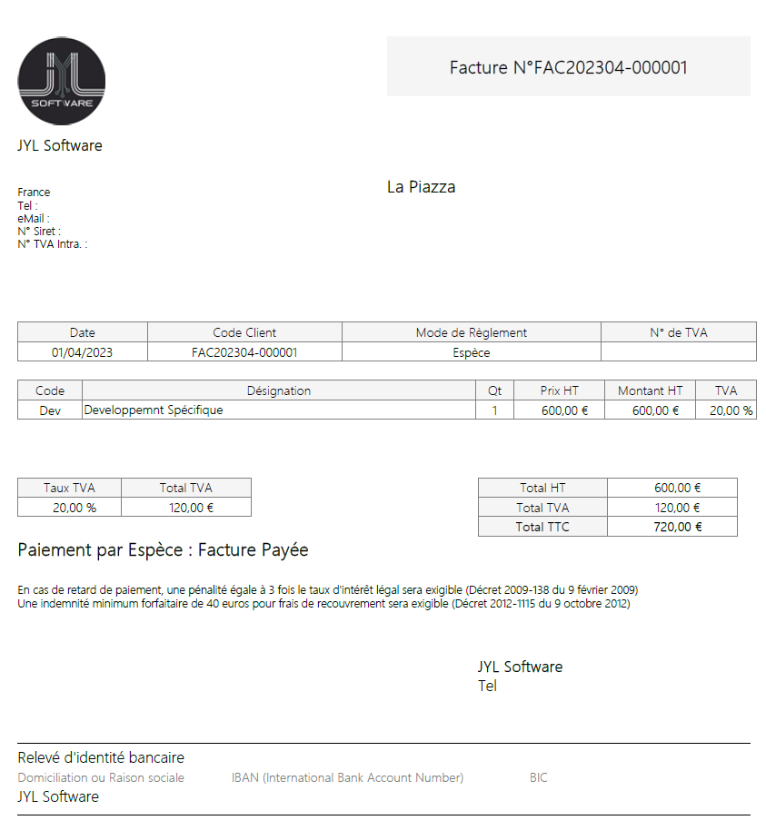 Statistiques JYL Billing
